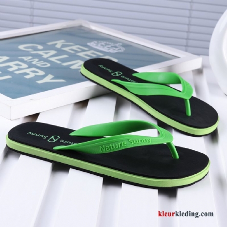 Heren Flip Flops Zachte Zolen Casual Strand Antislip Pantoffels Mannen Zomer Slipper Groen