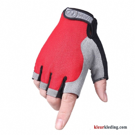 Heren Handschoen Sport Zomer Dames Geschiktheid Halve Vinger Voorjaar Alpinisme Outdoor Rood