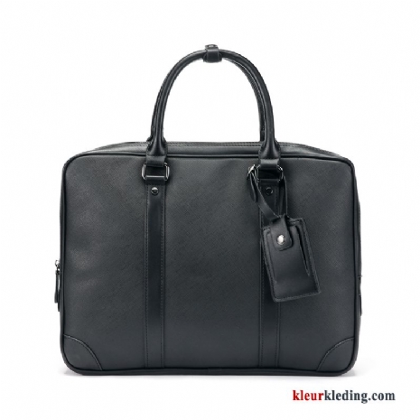 Heren Handtas Business Tas Casual Computer Tas Aktetas Leer Trend Kwaliteit Zwart