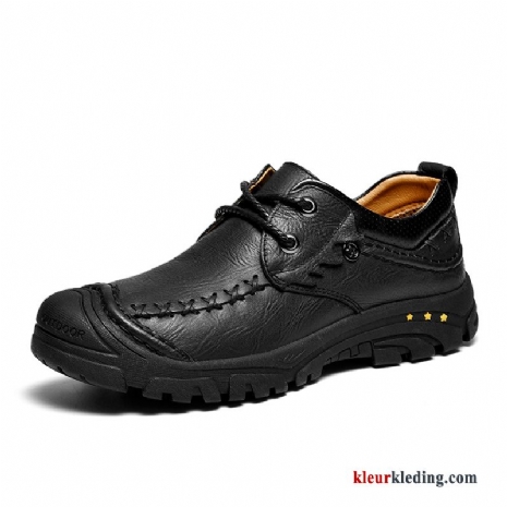 Heren Herfst Casual Bootschoenen Zachte Zolen Leren Schoenen Echt Leer Mannen Outdoor Zwart