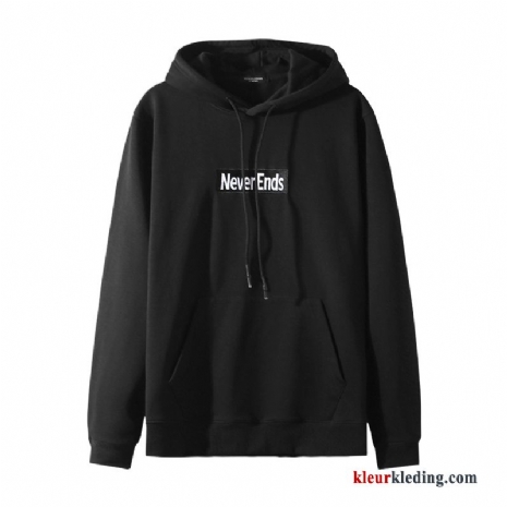 Heren Hoodie Geborduurde Trendy Merk Lovers Mannelijk Jas Zwart Student