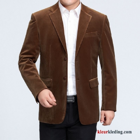 Heren Jas Herfst Corduroy Blazer Voorjaar Pak Bedrijf Bruine