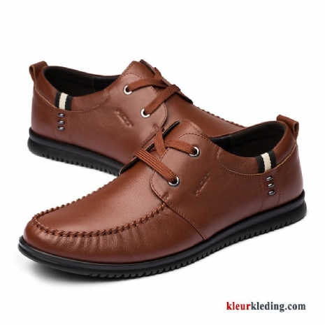 Heren Leren Schoenen Echt Leer Comfortabele Mode Mannen 2018 Schoenen Echte Bruin Rood