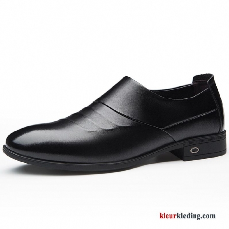 Heren Leren Schoenen Geklede Zomer Brits Echt Leer Bedrijf Mannen Slip On Zwart