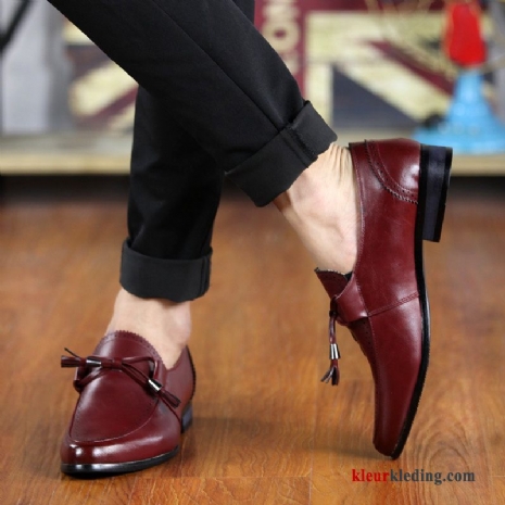 Heren Leren Schoenen Mannen Bedrijf Voorjaar Brits Trend Pumps Casual Rood