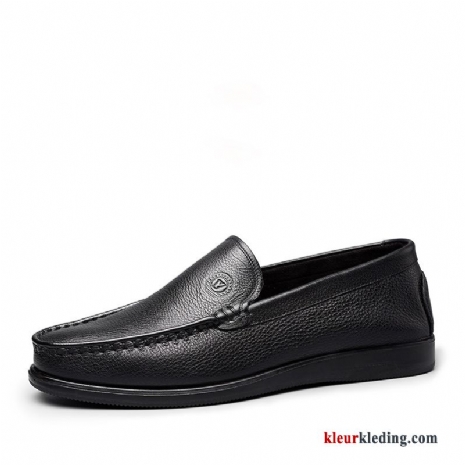 Heren Leren Schoenen Schoenen Ademende Eenvoudige Loafers Echt Leer Mannen Casual Comfortabele Zwart