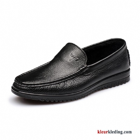 Heren Leren Schoenen Schoenen Mocassin Echt Leer Echte Slip On Ademende Casual Mannen Rood Zwart