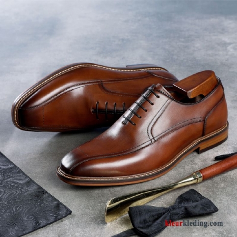 Heren Leren Schoenen Schoenen Oxford Geklede Brits Mannen Bruin Kant Trend