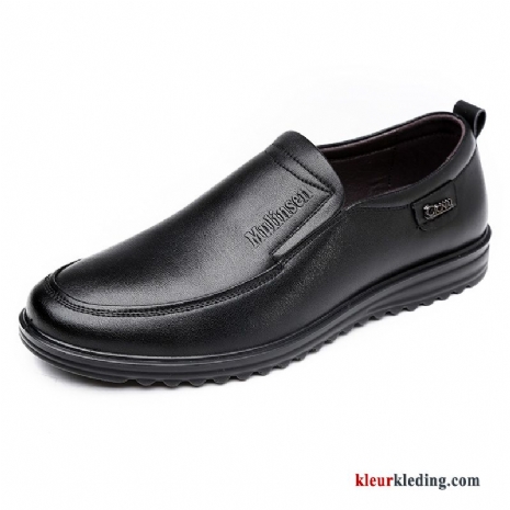 Heren Mannen Leren Schoenen Slip On Slijtvastheid Casual Pumps Brits 2018 Zwart