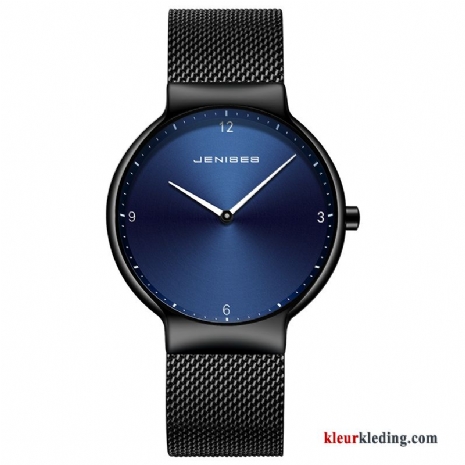 Heren Mesh Scheppend Casual Trend Student Waterdicht Mode Horloge Blauw Zwart