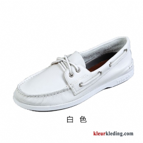 Heren Mocassins Bootschoenen Echt Leer Slip On Mannen Brits Zomer Casual Leren Schoenen Wit