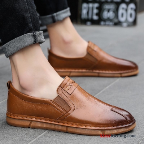 Heren Mocassins Bruin Alle Wedstrijden Mannen Leren Schoenen Casual Slip On Trend Zomer