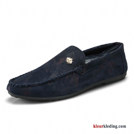 Heren Mocassins Casual Mannen Zomer Textiel Bootschoenen Slip On Trend Alle Wedstrijden Blauw