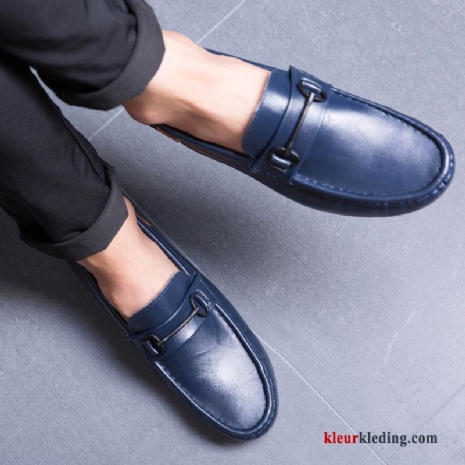 Heren Mocassins Leren Schoenen Trend Zomer Mannen Alle Wedstrijden Bootschoenen Loafers Slip On Blauw