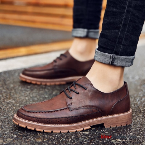 Heren Mocassins Mannen Brits Trend Schoenen Voorjaar Bruin Leren Schoenen Kant