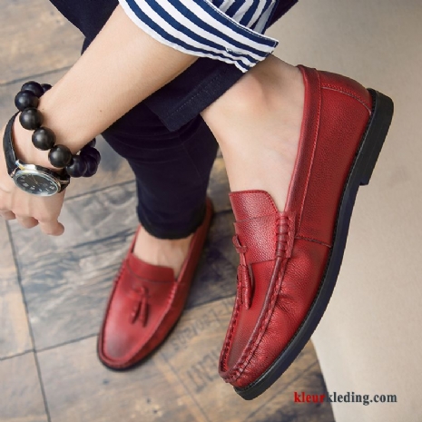 Heren Mocassins Pumps Schoenen Casual Chauffeurs Schoenen Mannen Bootschoenen Loafers Kwastjes Rood