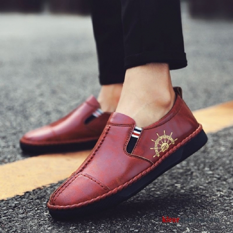 Heren Mocassins Schoenen Echt Leer Chauffeurs Schoenen Leren Schoenen Slip On Pumps Loafers Bedrijf Rood