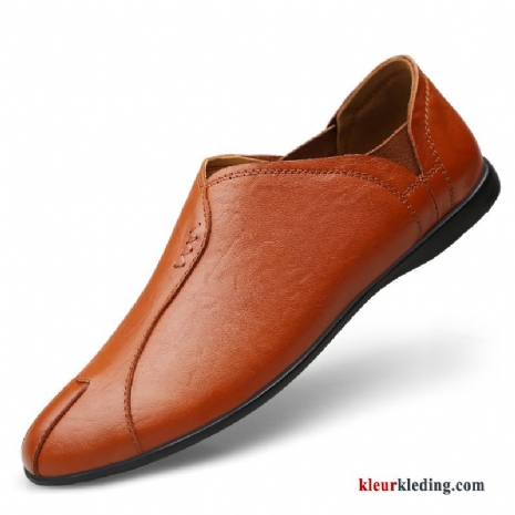 Heren Mocassins Schoenen Slip On Echt Leer Zomer Bruin Bootschoenen Mannen Brits Rood