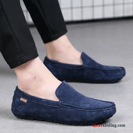 Heren Mocassins Slip On Echt Leer Leren Schoenen Casual Jeugd Mannen Pumps Loafers Blauw