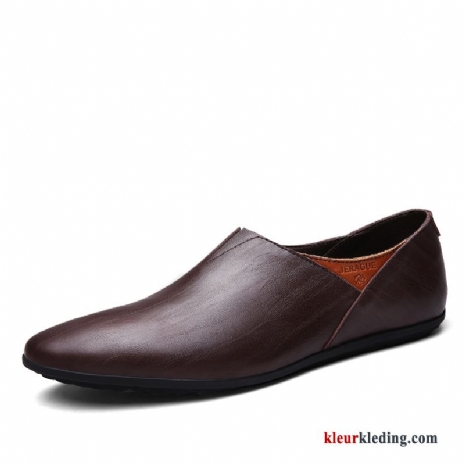 Heren Mocassins Slip On Echt Leer Mannen Schoenen Zomer Bootschoenen Leren Schoenen Loafers Bruine