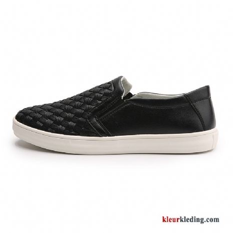 Heren Mocassins Slip On Mannen Schoenen Tiener Skateboard Schoenen Leer Leren Schoenen Loafers Wit Zwart