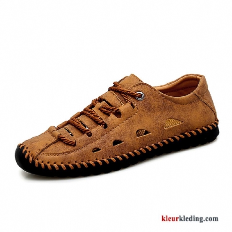 Heren Mocassins Trend Kant Bootschoenen Casual Ademende Bruin Zomer Leren Schoenen