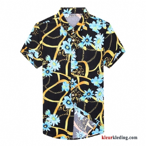 Heren Overhemd Kort Mouw Mannelijk Casual Mode Bloemen Patroon Kleur Persoonlijk Bedrukken