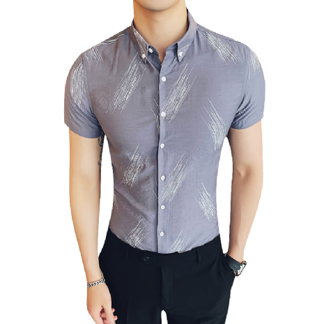 Heren Overhemd Kort Mouw Slim Fit Mannelijk Halve Mouw Korte Mouw Overhemd Bedrukken Trend Zomer