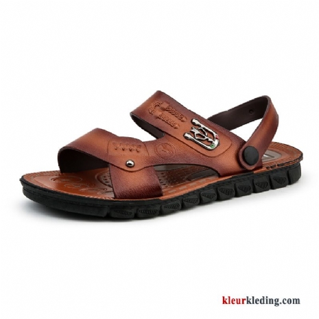 Heren Pantoffels Trend Casual Zomer Sandaal Strand Leer Zachte Zolen