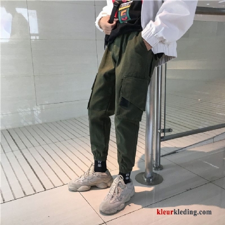 Heren Potlood Broek Harlan Student Casual Groen Cargo Broek Losse Mannelijk