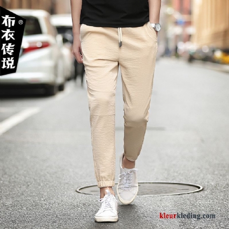 Heren Potlood Broek Khaki Slim Fit Strakke Lange Kant Jeugd Trend