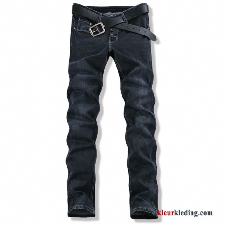 Heren Rechtdoor Broek Mannelijk Elastiek Casual Trend Spijkerbroek Jeans Grijs