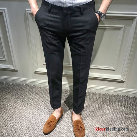 Heren Rechtdoor Slim Fit Potlood Broek Trend Brits Zwart Mannelijk