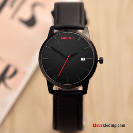 Heren Riem Horloge Lovers Kalender Eenvoudig Trend Student Zwart