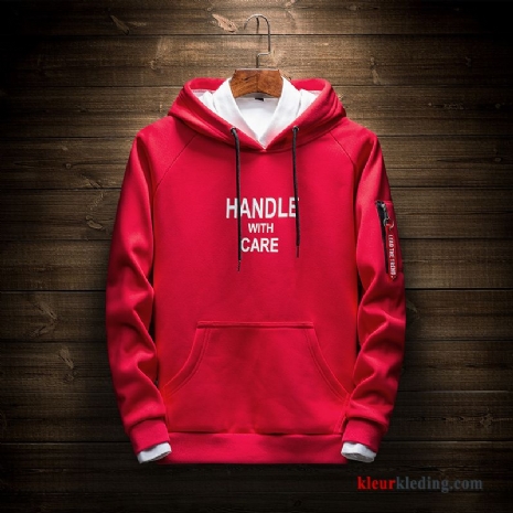 Heren Rood Hoodie Pak Herfst Voorjaar Mannelijk Sport