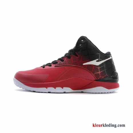 Heren Slijtvastheid Basketbal Mannen Laars Basketbalschoenen Echte Antislip Hoge Rood