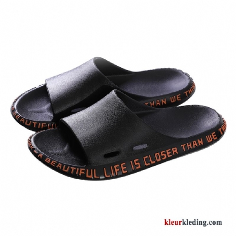 Heren Slipper Antislip Bovenkleding Persoonlijk Mode Mannen Trend Casual Pantoffels Zwart