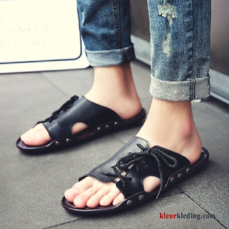 Heren Slipper Antislip Sandaal 2018 Schoenen Pantoffels Trend Zomer Strand Zwart