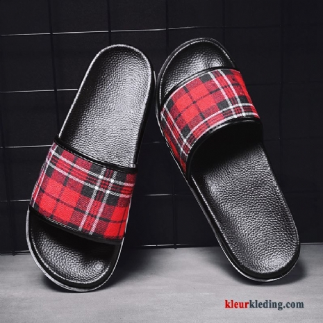 Heren Slipper Mannen Pantoffels Zachte Zolen Persoonlijk Mode Zomer Trend Bovenkleding Rood