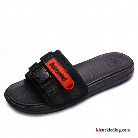 Heren Slipper Strand Bovenkleding Outdoor Zachte Zolen Zomer Trend Persoonlijk Antislip Zwart