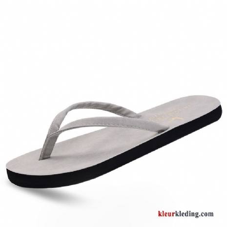 Heren Slipper Student Zomer Outdoor Leer Strand Trend Antislip Persoonlijk Wit Grijs