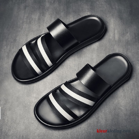 Heren Slipper Trend Bovenkleding Casual Alle Wedstrijden Pantoffels Strand Mannen Schoenen Zwart