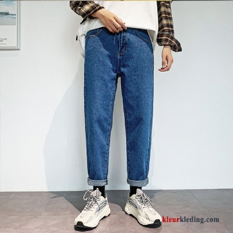 Heren Spijkerbroek Jeans Trend Herfst Mannelijk Lange Rechtdoor Blauw Trendy Merk