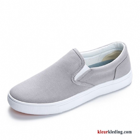 Heren Sportschoenen Mannen Canvas Casual Licht Schoenen Textiel Plat Slip On Grijs