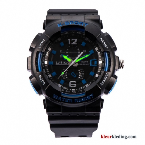 Heren Student Elektronisch Horloge Sport Trend Gemiddelde Tiener Mode Waterdicht Blauw