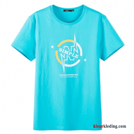 Heren T-shirts Nieuw Zomer Katoen Ronde Hals Jasje Halve Mouw Blauw Korte Mouw