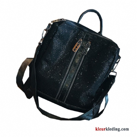 Heren Tas Reizen Pailletten Student Casual Nieuw Mode Rugzak Zwart