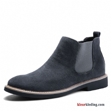 Heren Trend Casual Echt Leer Martin Laarzen Herfst Leren Schoenen Mouw Laars Zwart