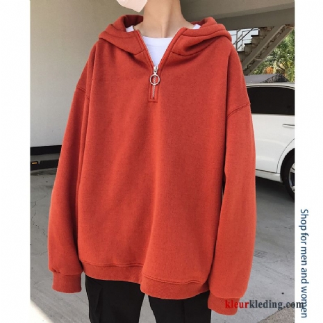 Heren Trend Jas Voorjaar Hoodie Student Rood Mannelijk Losse