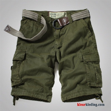 Heren Trend Rechtdoor Zomer Cargo Korte Broek Khaki Meer Zakken Casual